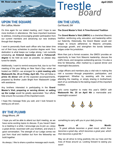 April 2025 Trestle Board