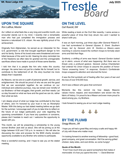 July 2025 Trestle Board