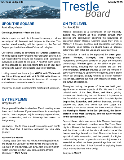 March 2025 Trestle Board