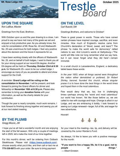 October 2025 Trestle Board