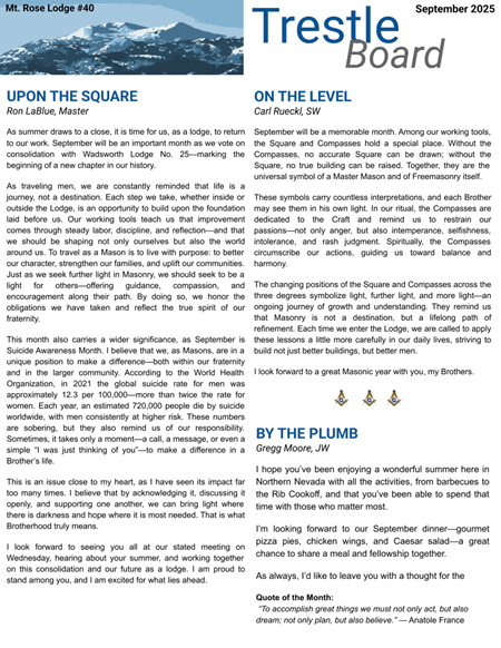 September 2025 Trestle Board